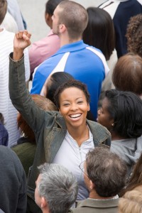 woman cheering