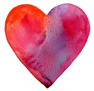 Watercolor painted red heart