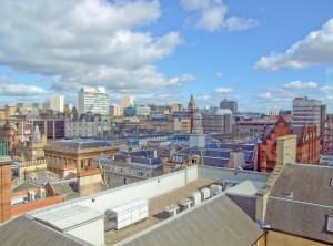 Aerial view of the city of Glasgow, Scotland